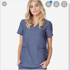 FIGS Accra Scrub Top in Heather Denim, Size Small